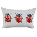 Saro Lifestyle SARO 2105.W1220BP 12 x 20 in. Oblong Poly Filled Throw Pillow with Lady Bugs Design  White 2105.W1220BP